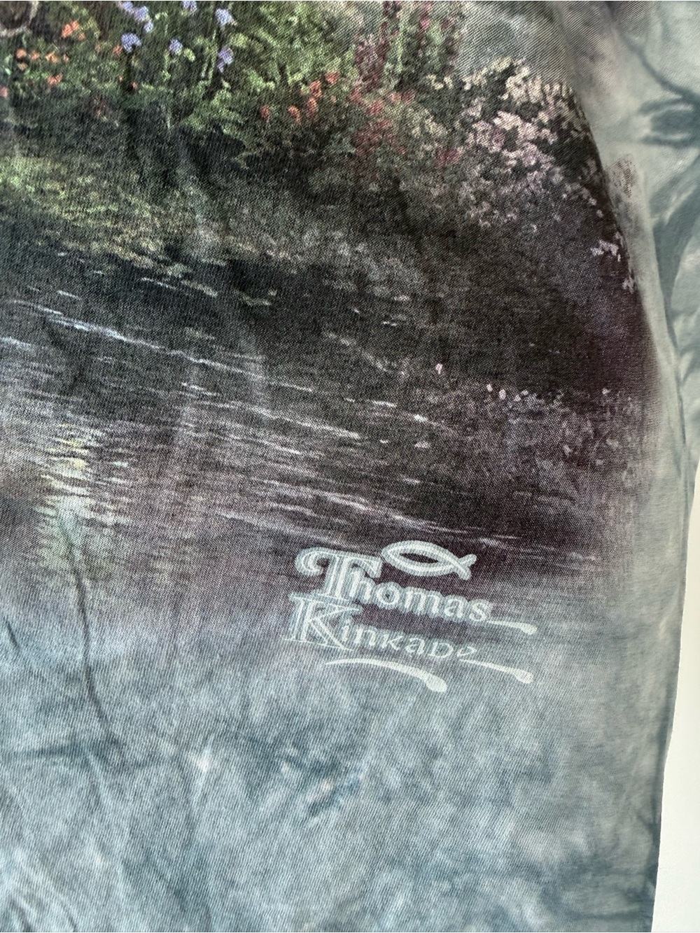 Vintage The Mountain Blue Tie-Dye Thomas Kinkade Graphic Tee - Picture 5 of 6